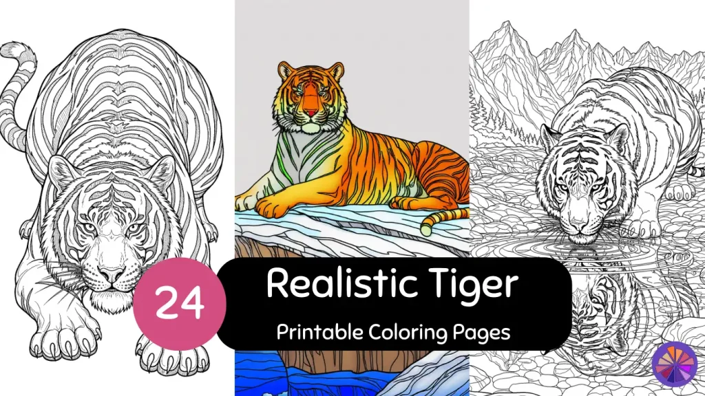 Download 14 free realistic tiger coloring pages featuring highly detailed Tiger Sheets.