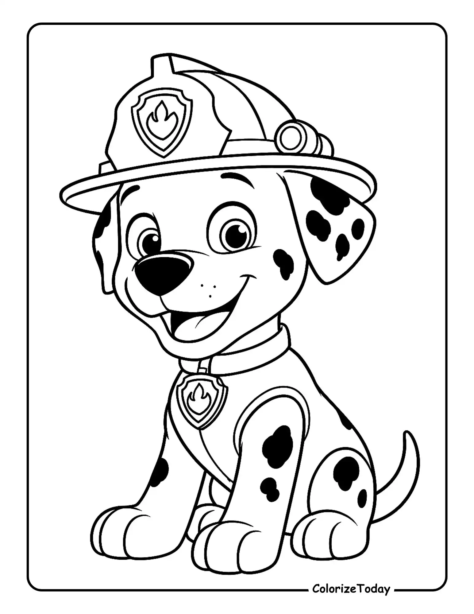 Marshall the Dalmatian firefighter from Paw Patrol coloring page