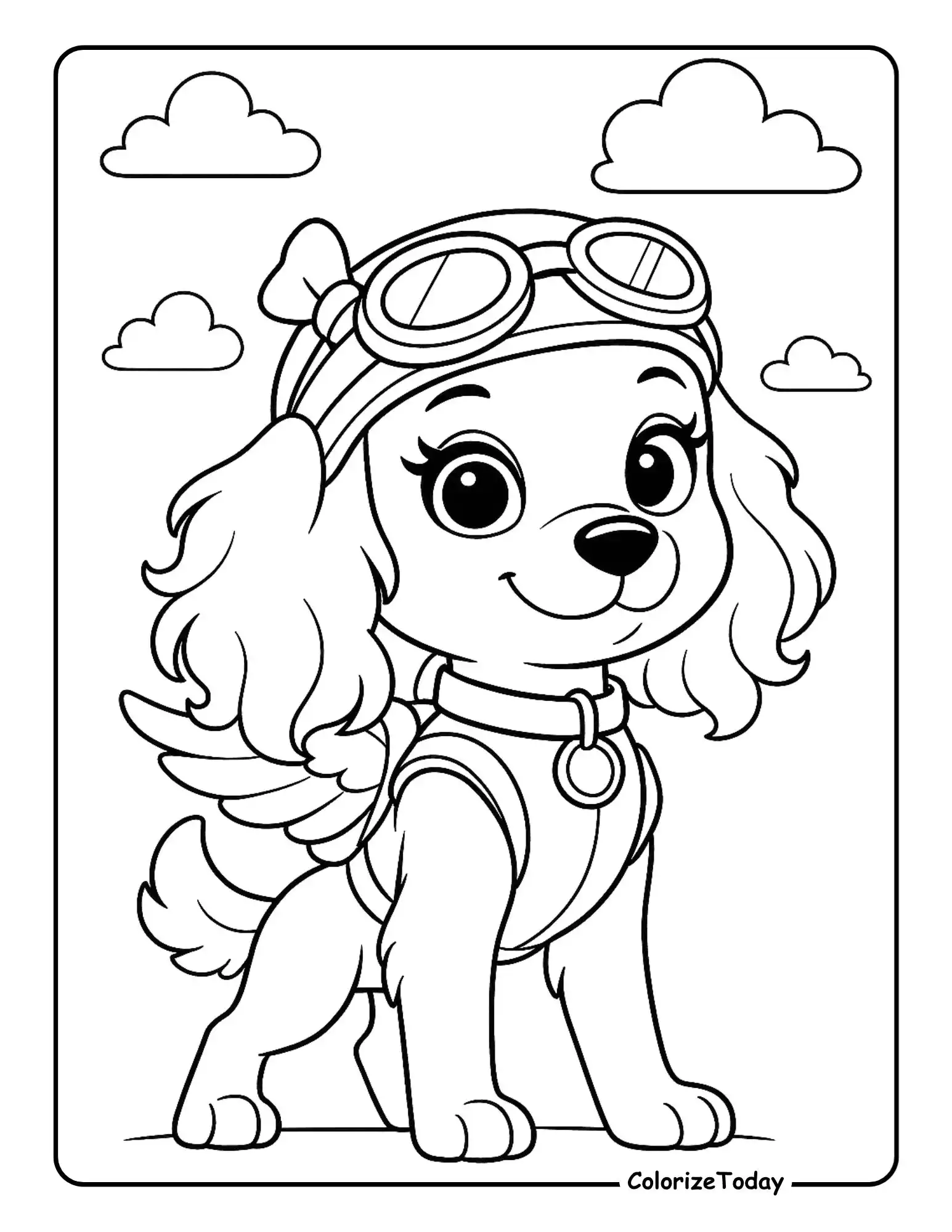 Skye Flying Pup Paw Patrol Coloring Page