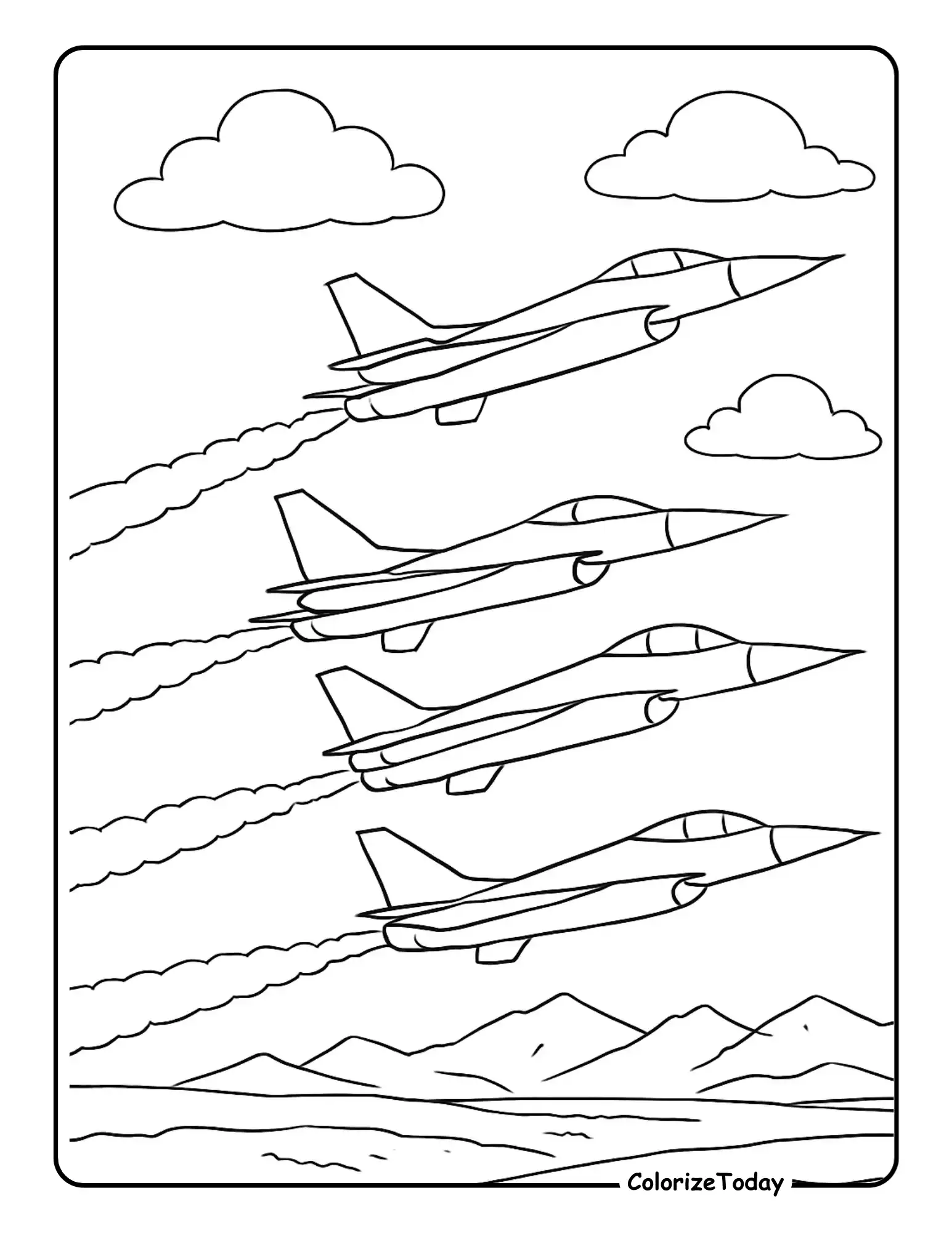 Airplane Coloring Page, Fighter Jet