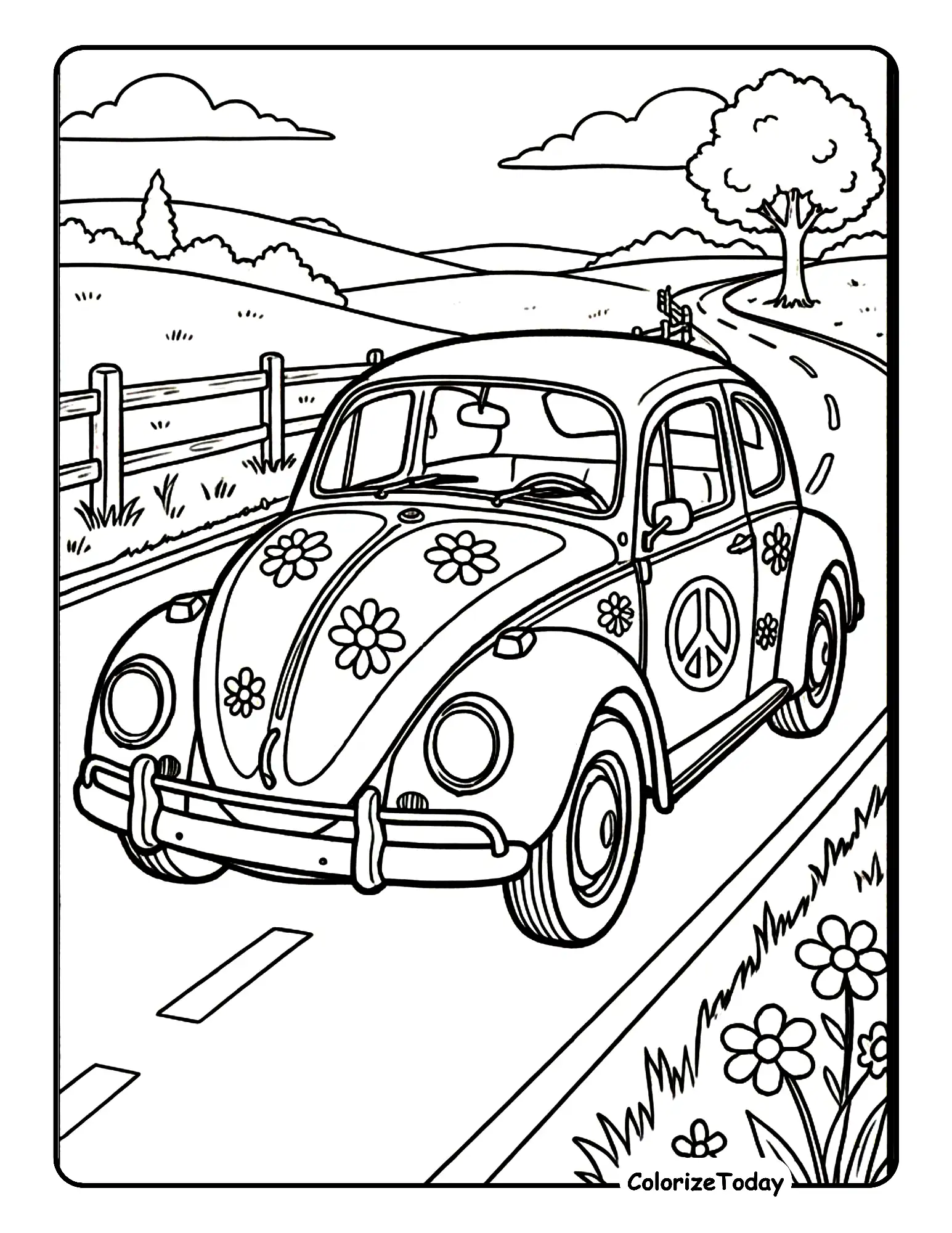 Vintage Car Coloring Page